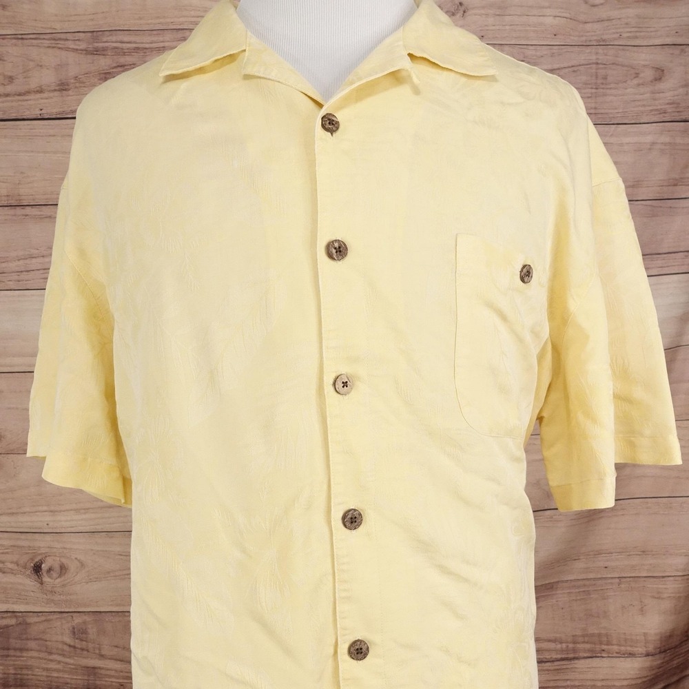Island Shores Shirt Mens 2XL Yellow‎ Short Sleeve Button-Up Rayon